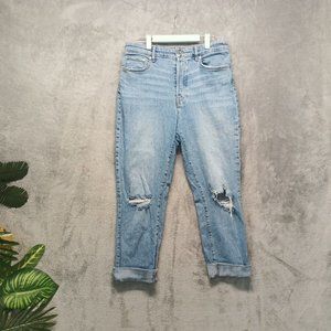 DENIM & DENIM Women Mom Jeans High Rise Tapered Leg Cuff Hem US 8 W32 L29